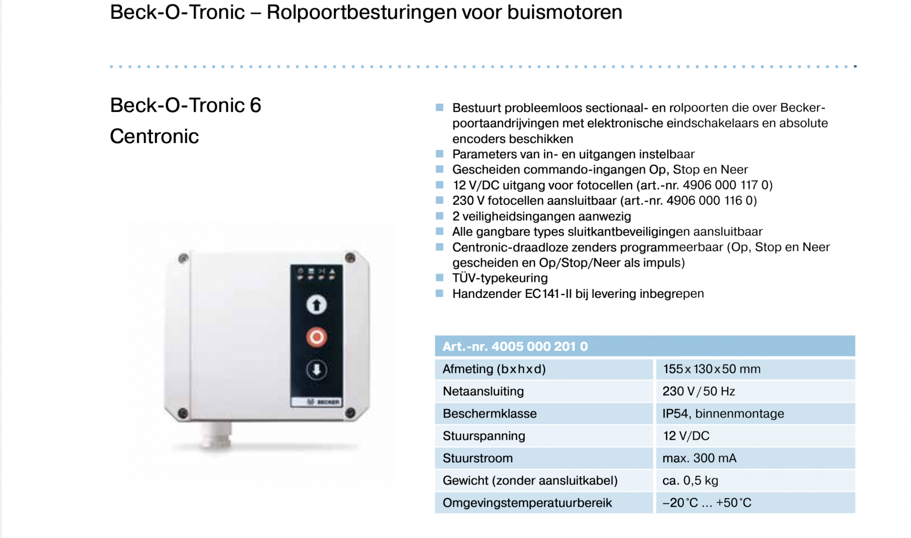 stuurkast-beck-o-tronic-6-inclusief-handzender-ec1